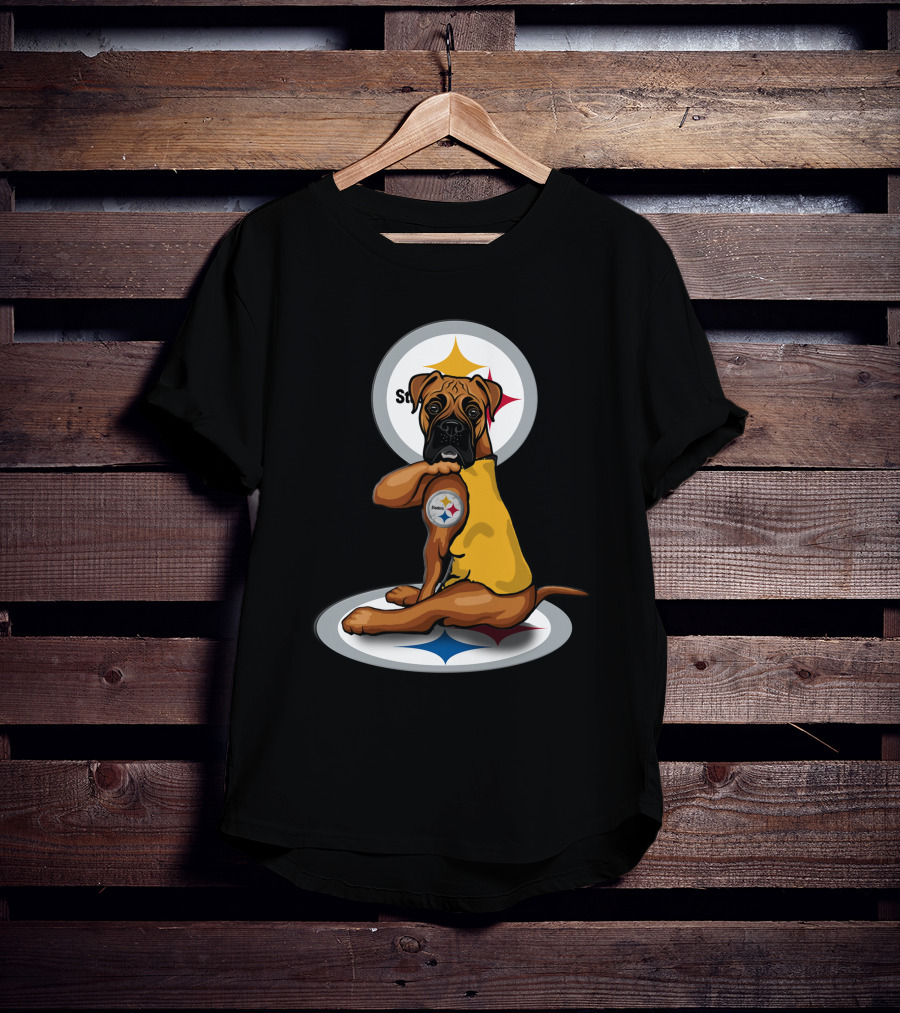 25-Pittsburgh Steelers Dog Logo Retro Style Sports Fan T-Shirt