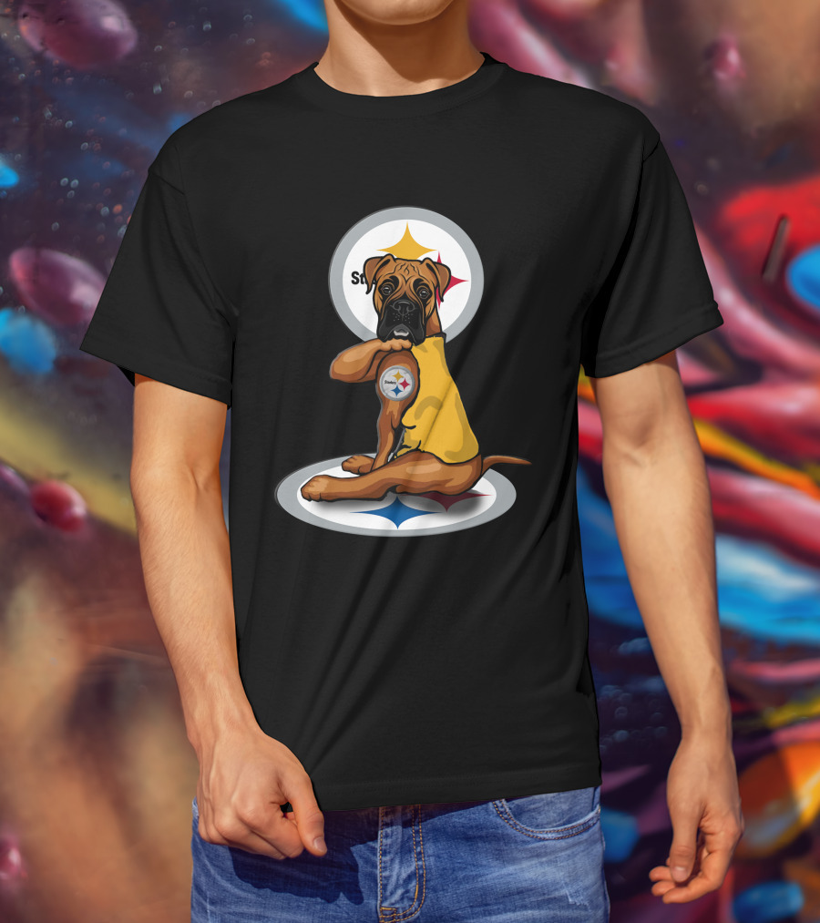 25-Pittsburgh Steelers Dog Logo Retro Style Sports Fan T-Shirt