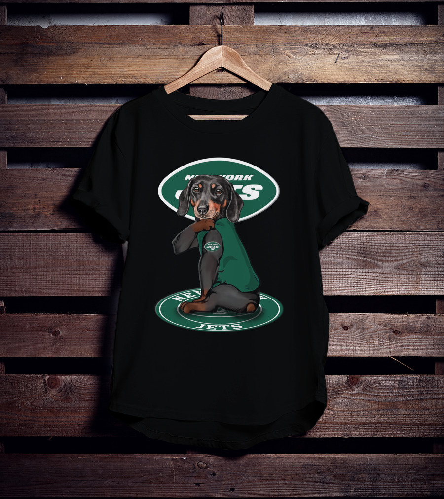 New York Jets Dog Wearing Jets T-Shirt