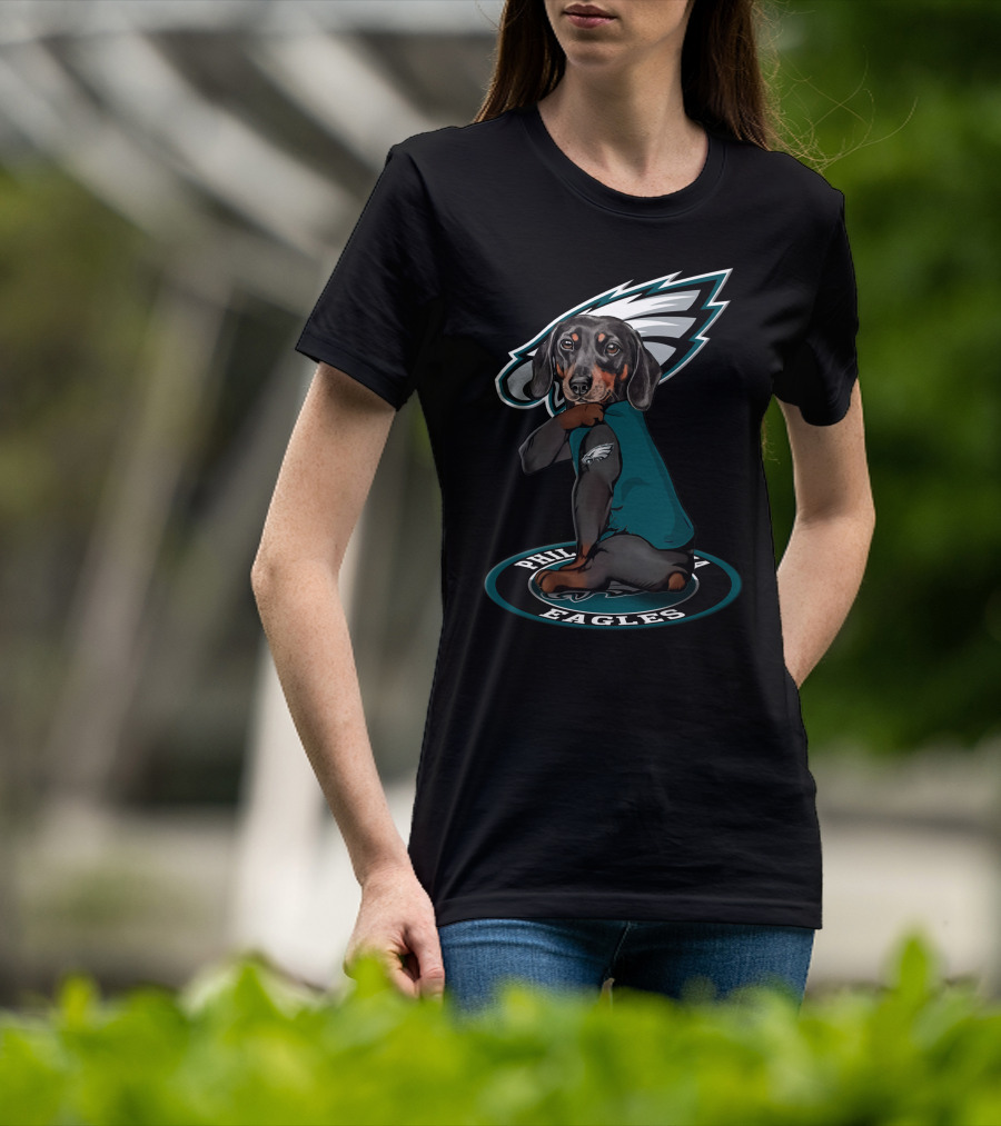 Philadelphia Eagles Dog With Team Logo And Jersey T-Shirt