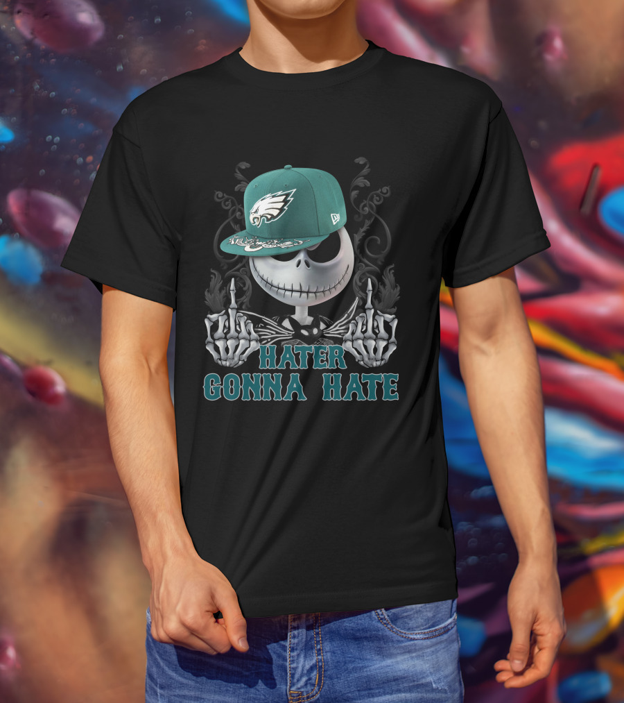 Hater Gonna Hate Philadelphia Eagles Jack Skellington Snapback T-Shirt