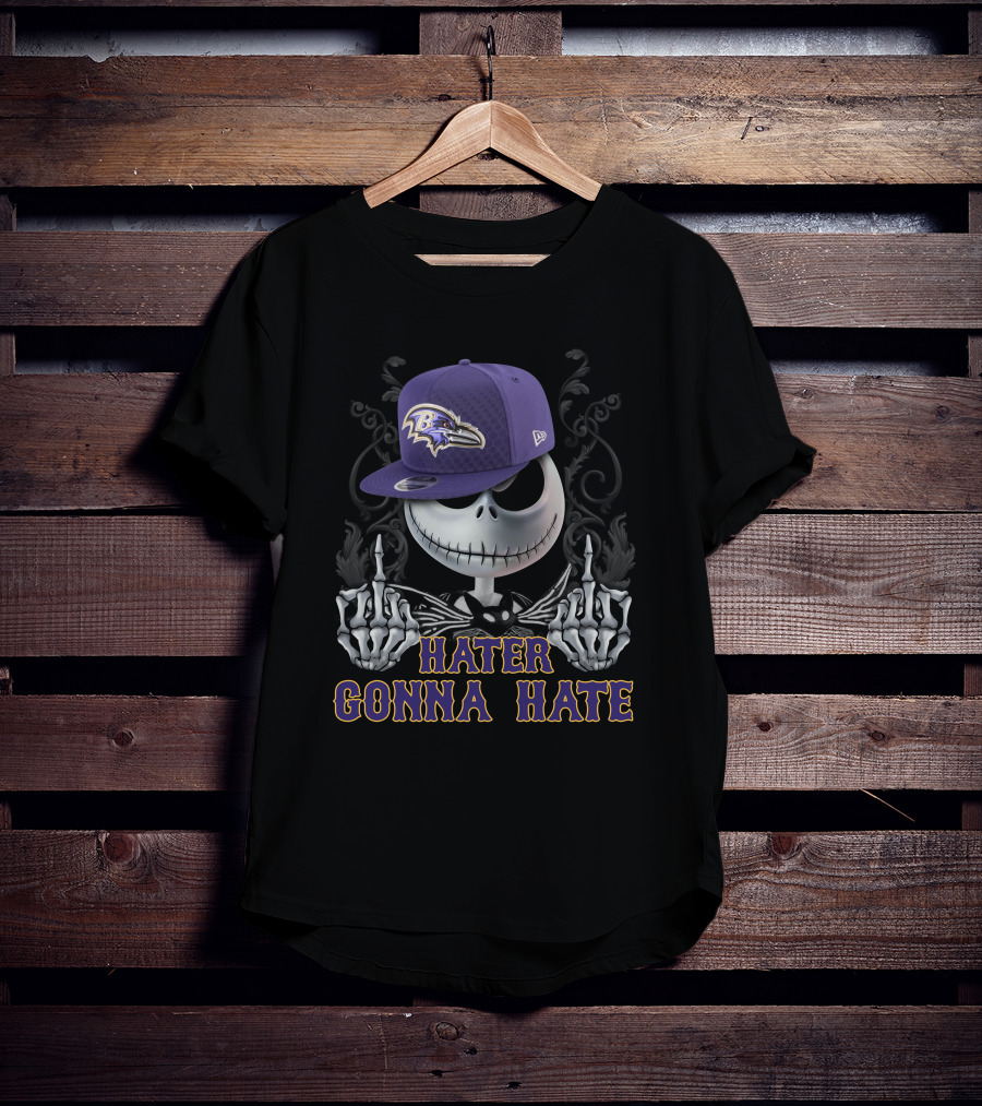 Hater Gonna Hate Baltimore Ravens Skeleton Cap T-Shirt
