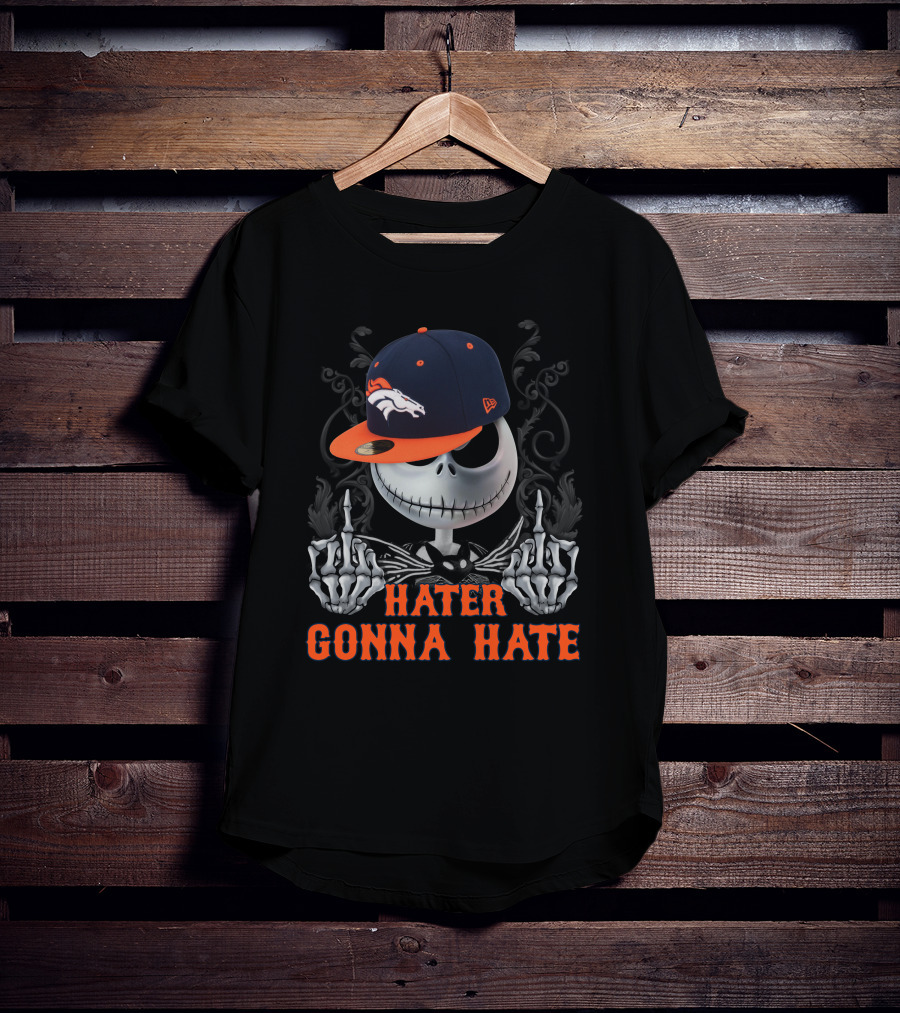 Hater Gonna Hate Ds001-10 Denver Broncos Skeleton Hat T-Shirt