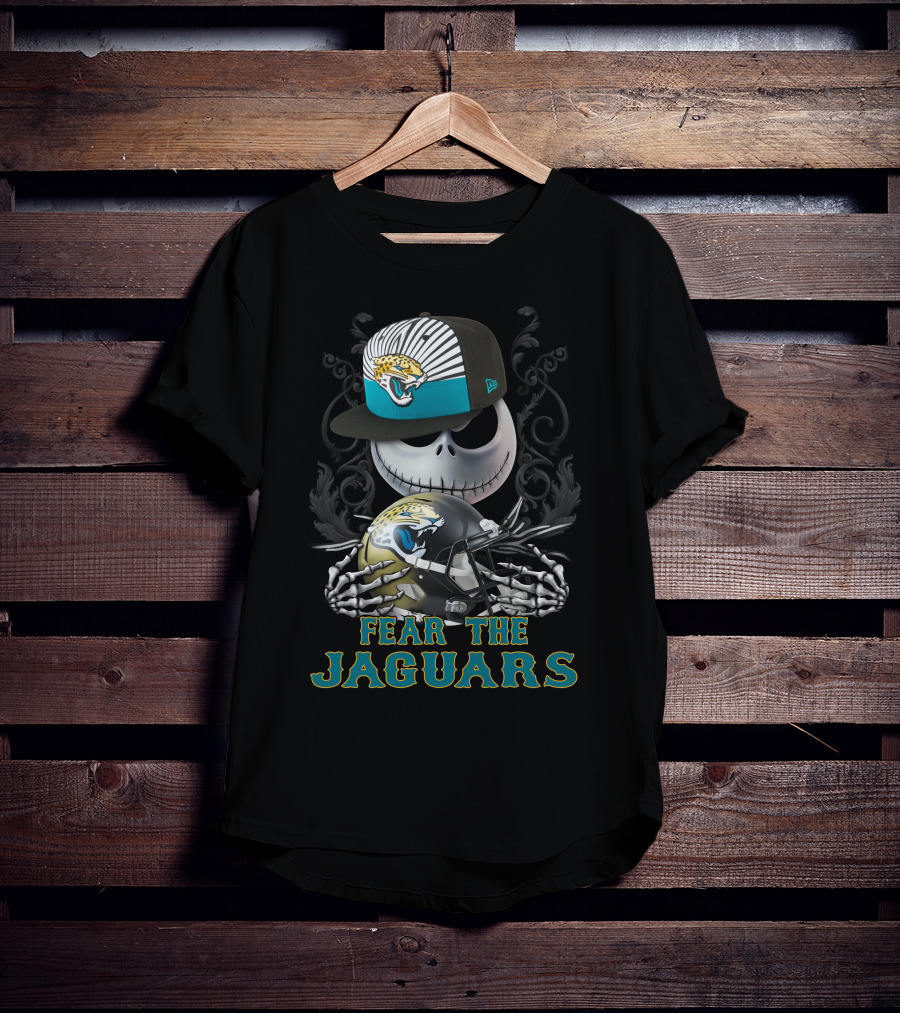Fear The Jaguars Jacksonville Jaguars Helmet Skeleton Face Cap T-Shirt