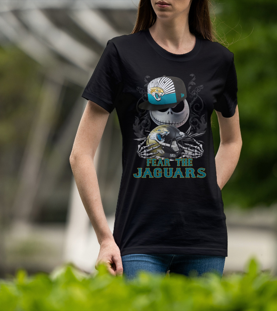 Fear The Jaguars Jacksonville Jaguars Helmet Skeleton Face Cap T-Shirt