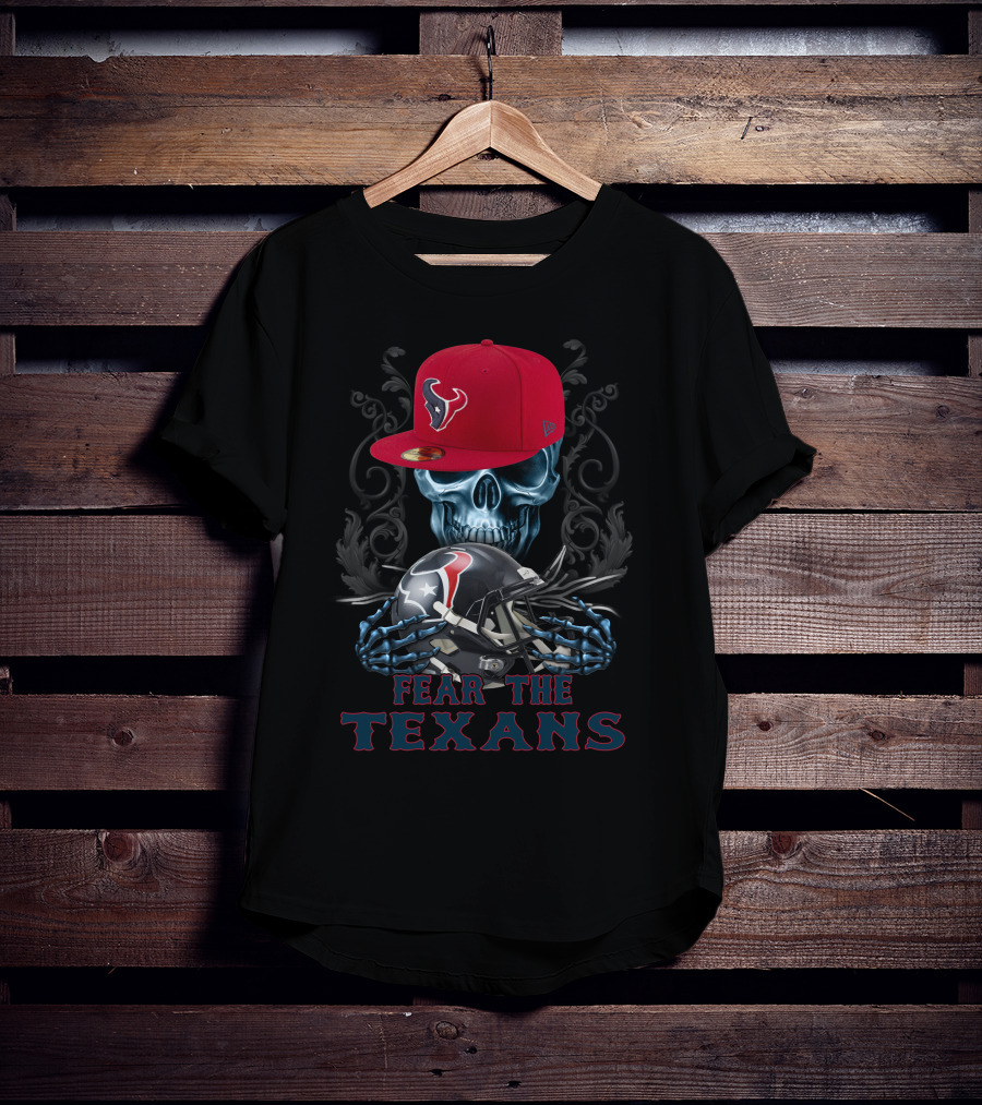 Fear The Texans Ds002-13 Houston Texans Skull With Caps And Helmet T-Shirt