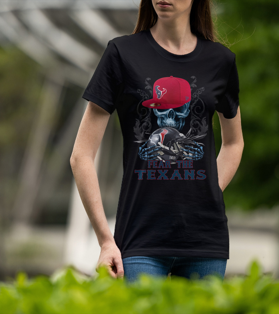 Fear The Texans Ds002-13 Houston Texans Skull With Caps And Helmet T-Shirt
