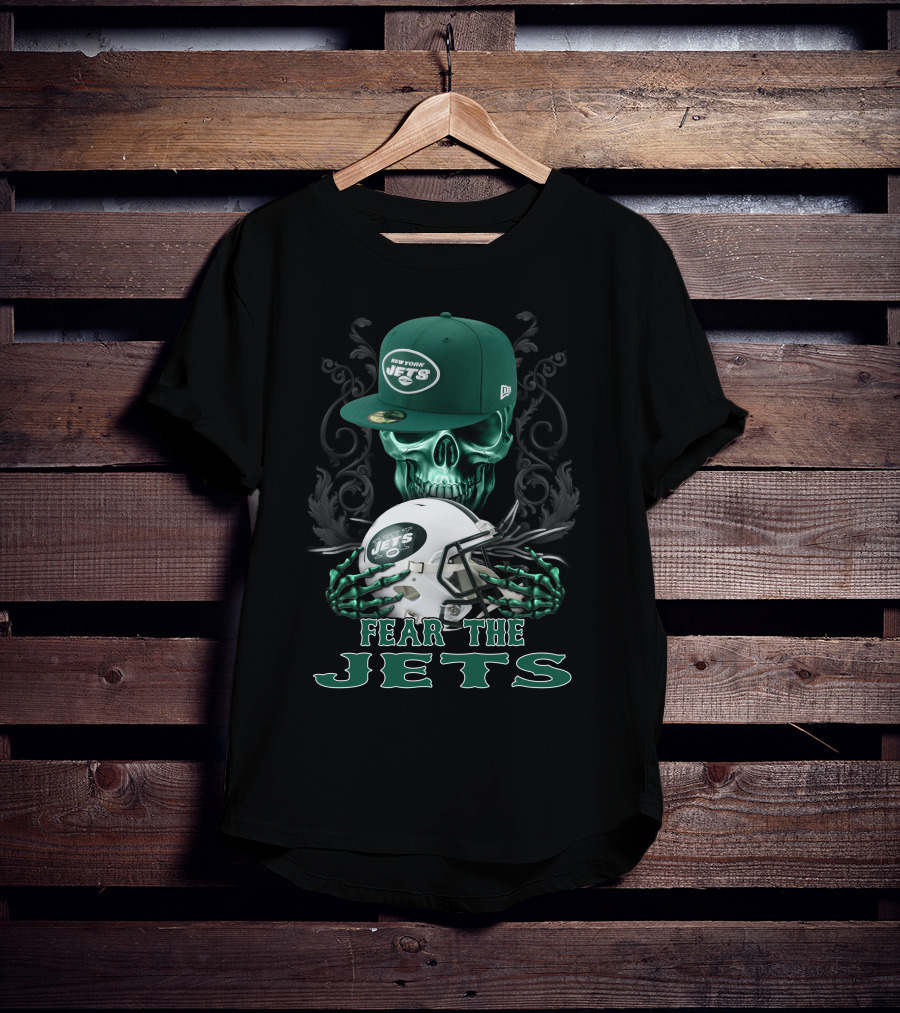 Fear The Jets New York Jets Helmet And Cap Skull Art Ds002-22 T-Shirt