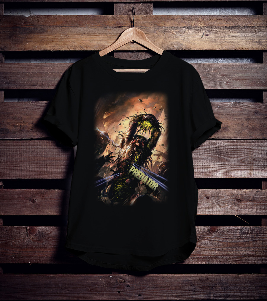 Predator Alien Creature Battle Scene T-Shirt