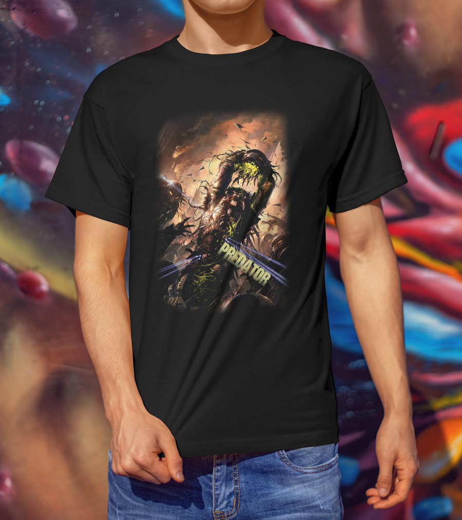 Predator Alien Creature Battle Scene T-Shirt