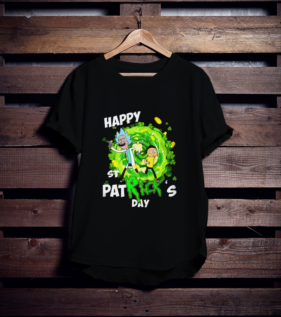 Happy St. Patrick's Day Rick And Morty Portal Adventure T-Shirt