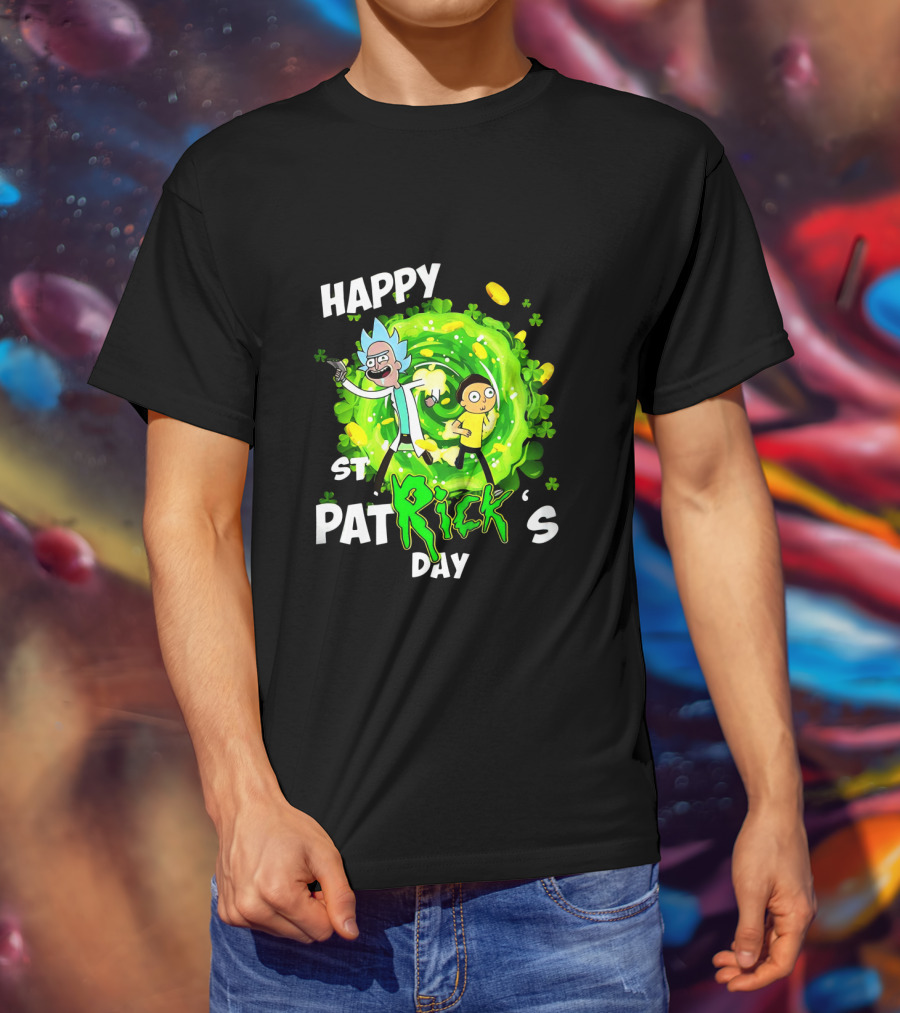 Happy St. Patrick's Day Rick And Morty Portal Adventure T-Shirt