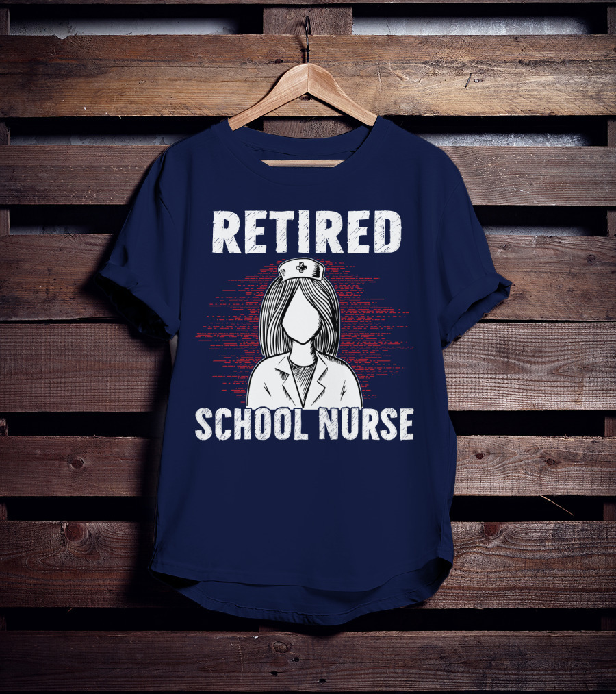 Retired School Nurse Vintage Nurse Figure With Hat T-Shirt