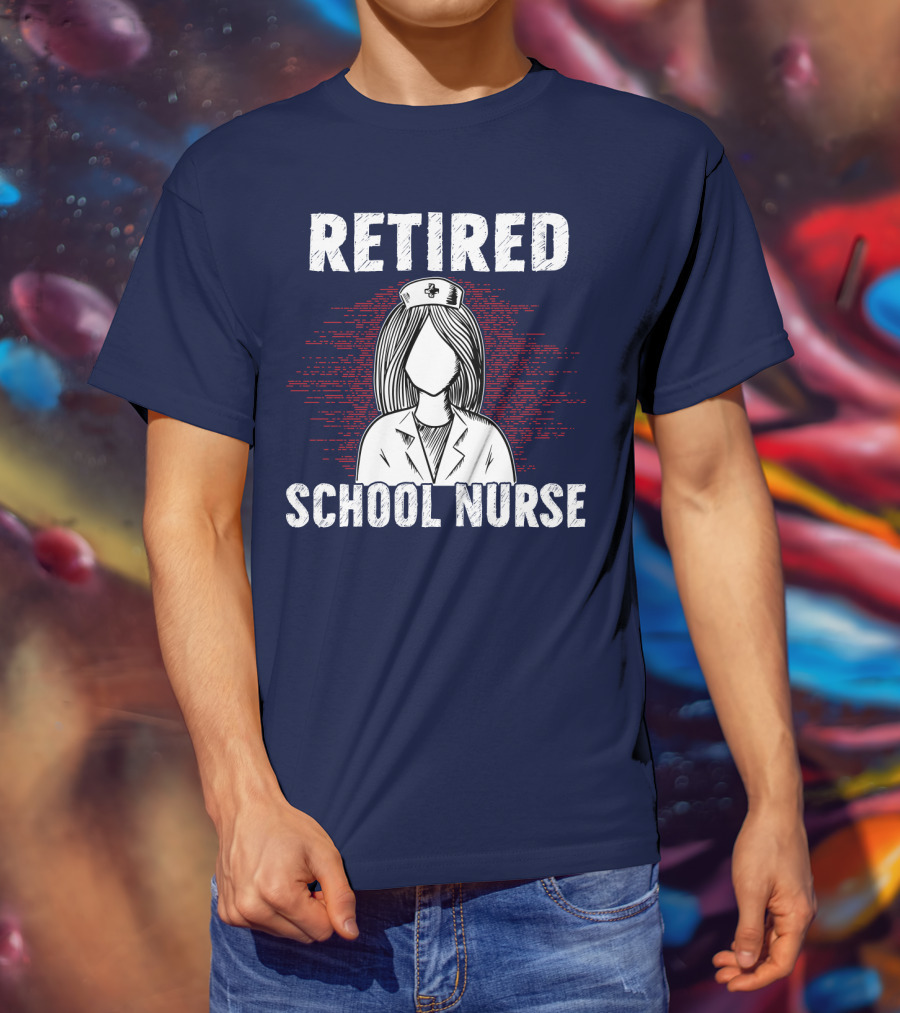 Retired School Nurse Vintage Nurse Figure With Hat T-Shirt