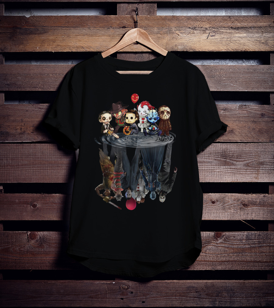 Horror Mashup With Iconic Movie Characters And Reflections T-Shirt
