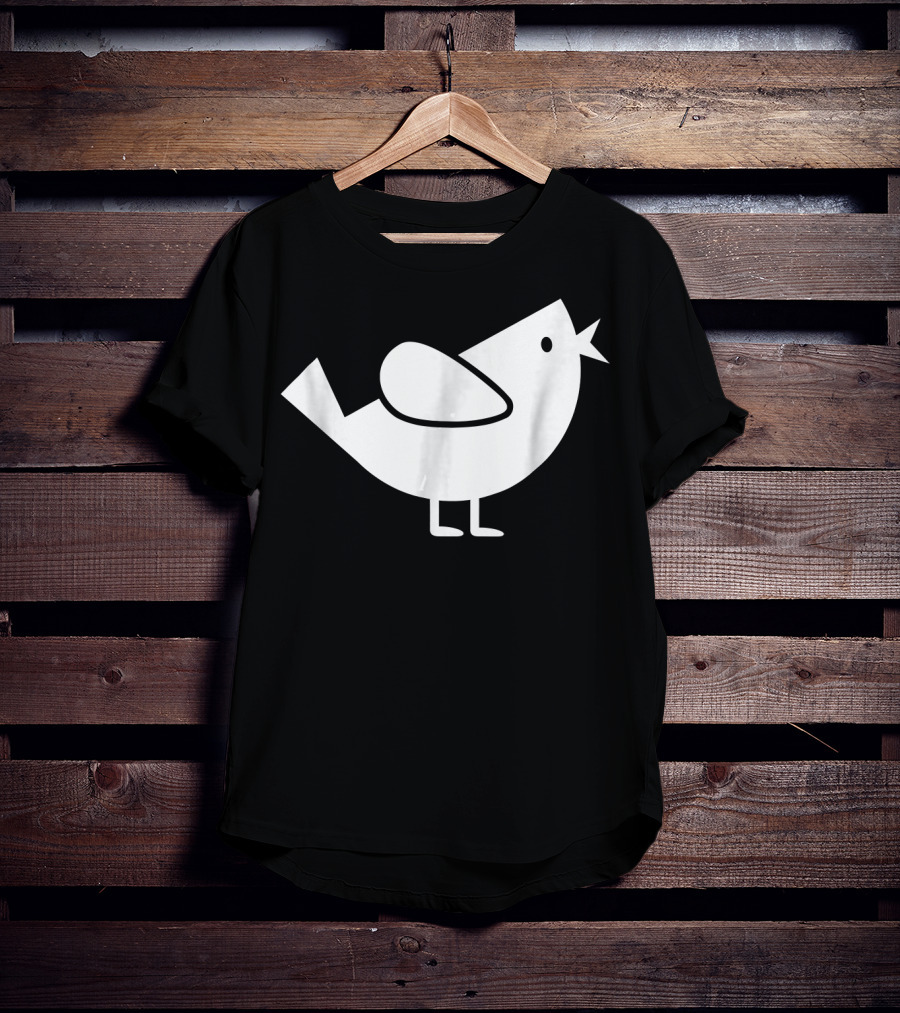 Comic Bird Black And White Minimalist T-Shirt