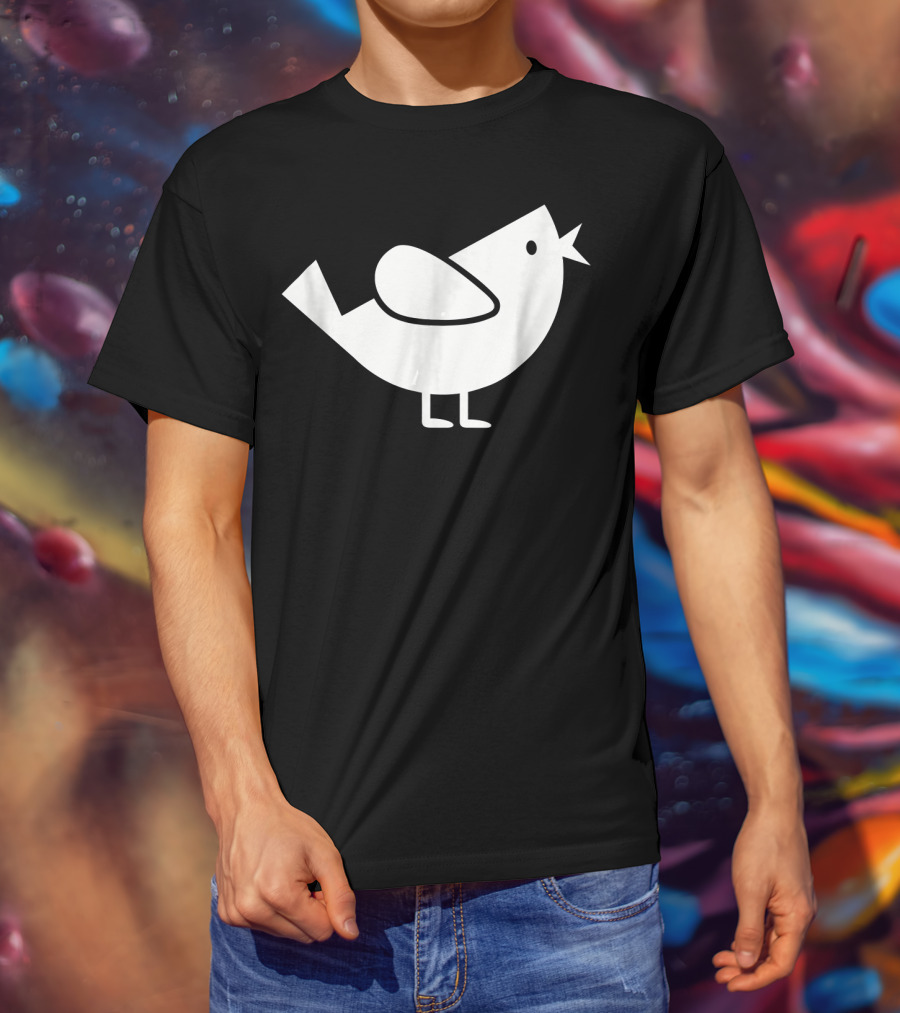 Comic Bird Black And White Minimalist T-Shirt