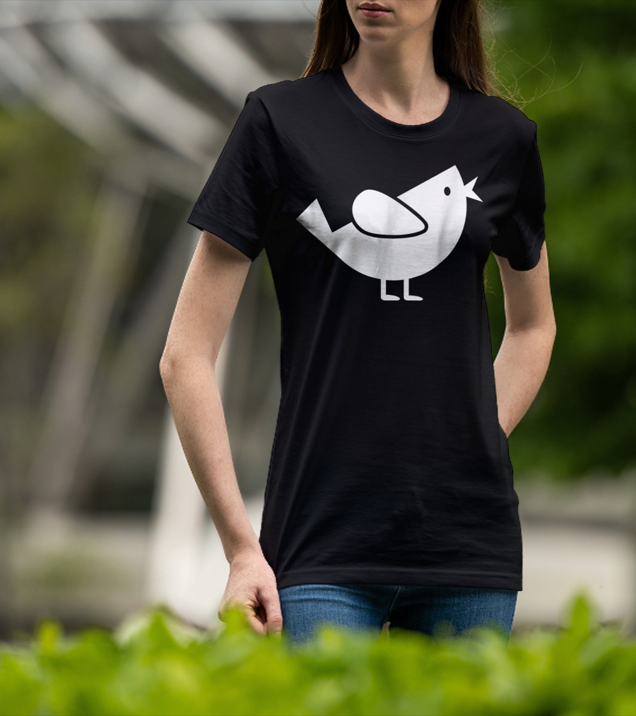 Comic Bird Black And White Minimalist T-Shirt