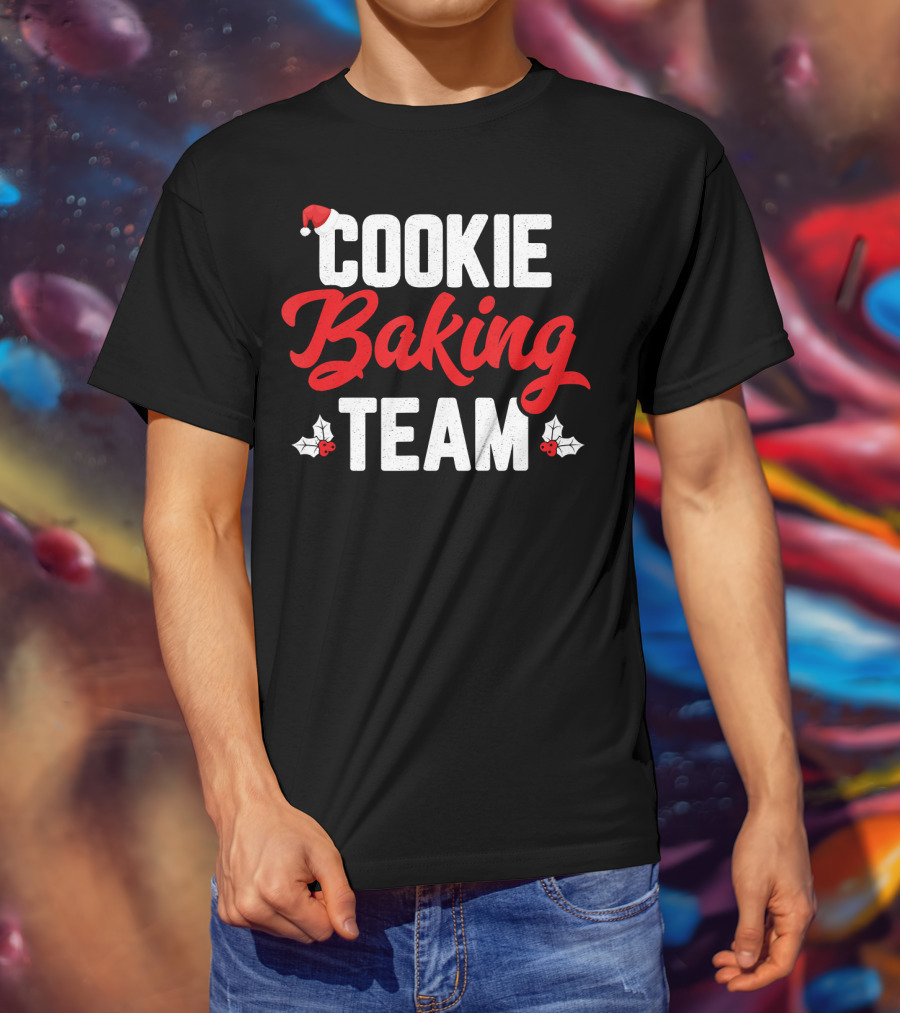 Cookie Baking Team Santa Hat Holly Christmas T-Shirt
