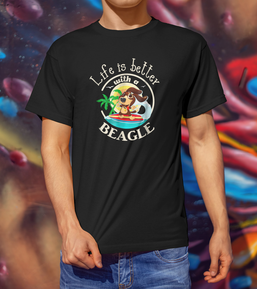 Life Is Better With A Beagle Surfing Adventure T-Shirt
