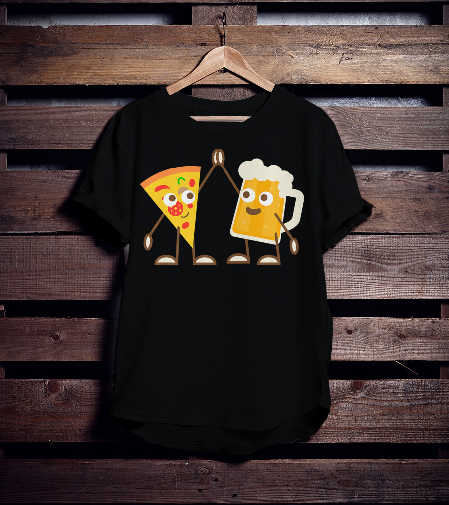 Pizza And Beer Slice High Five Fun T-Shirt