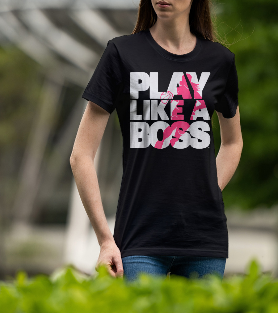 PLAY LIKE A BOSS Basketball Silhouette Pink Highlights T-Shirt