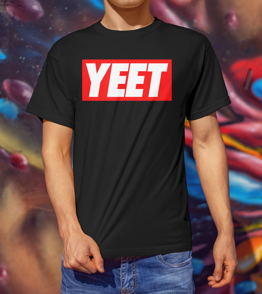 Yeet Basketball Red Bold Typography T-Shirt