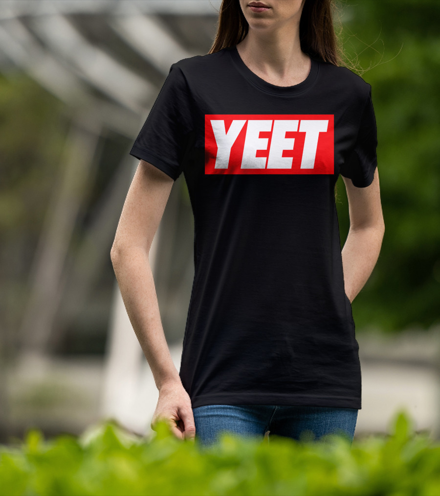 Yeet Basketball Red Bold Typography T-Shirt