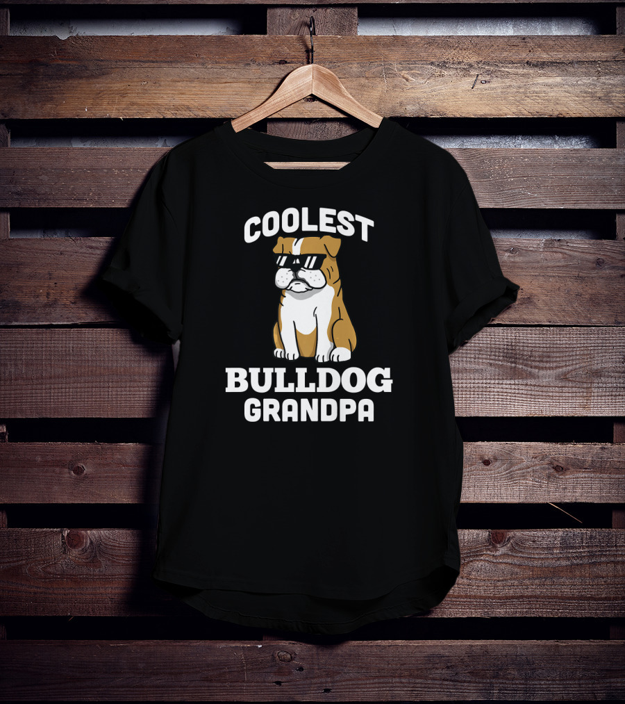 Coolest Bulldog Grandpa Funny English Dog T-Shirt