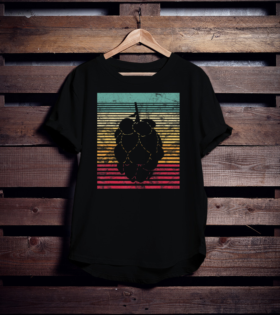 Vintage Hops Leaf Craft Beer Retro Stripes T-Shirt