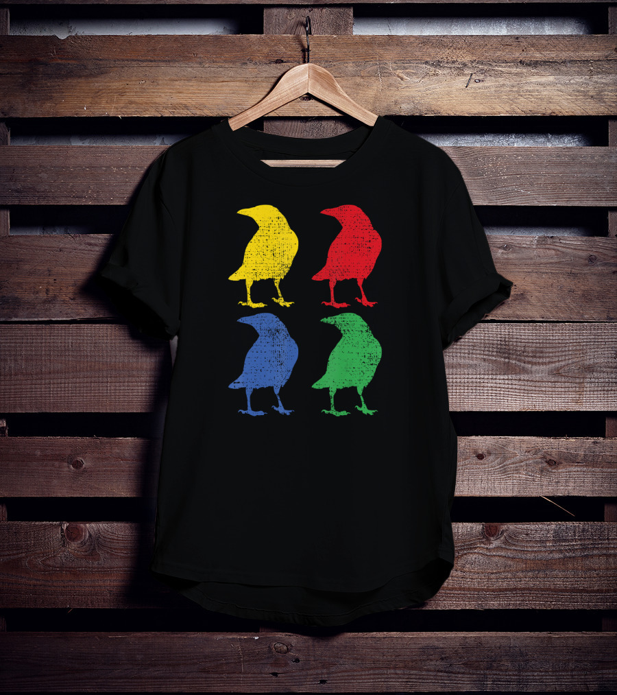 Crow Raven Bird Love Pop Art Quartet T-Shirt