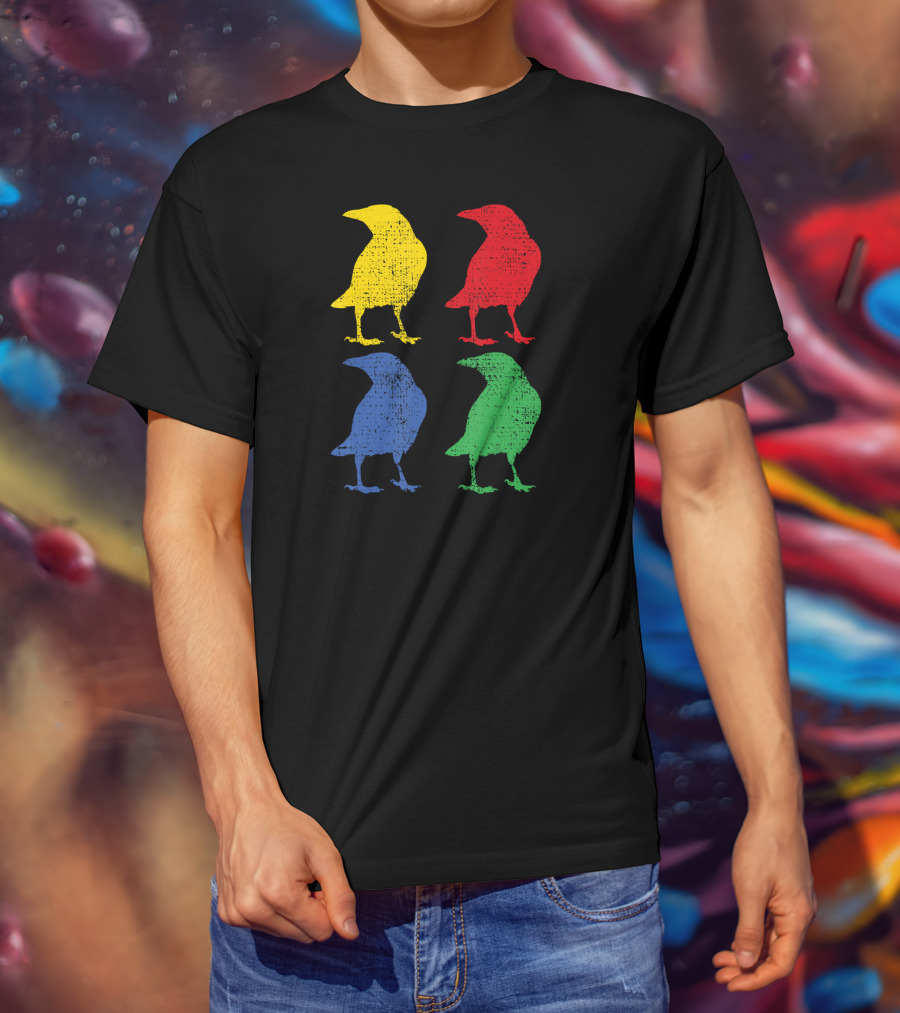 Crow Raven Bird Love Pop Art Quartet T-Shirt