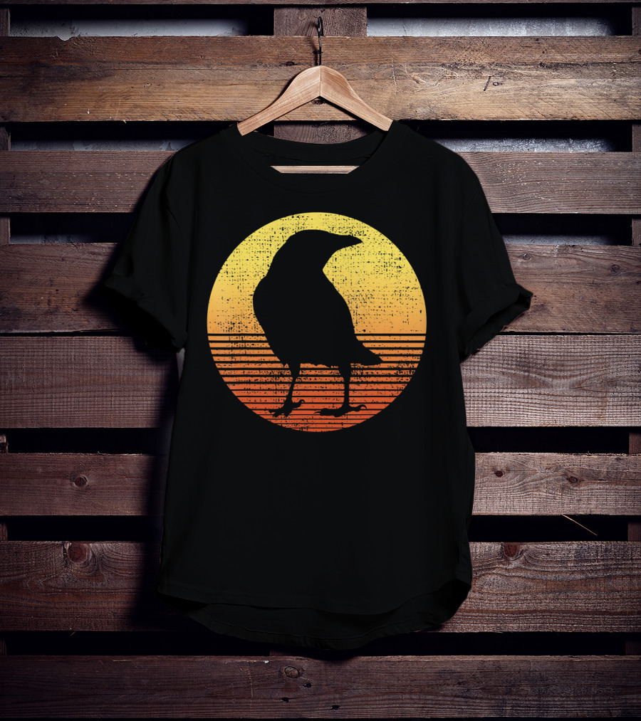 Crow Bird Lover Raven Sunset T-Shirt