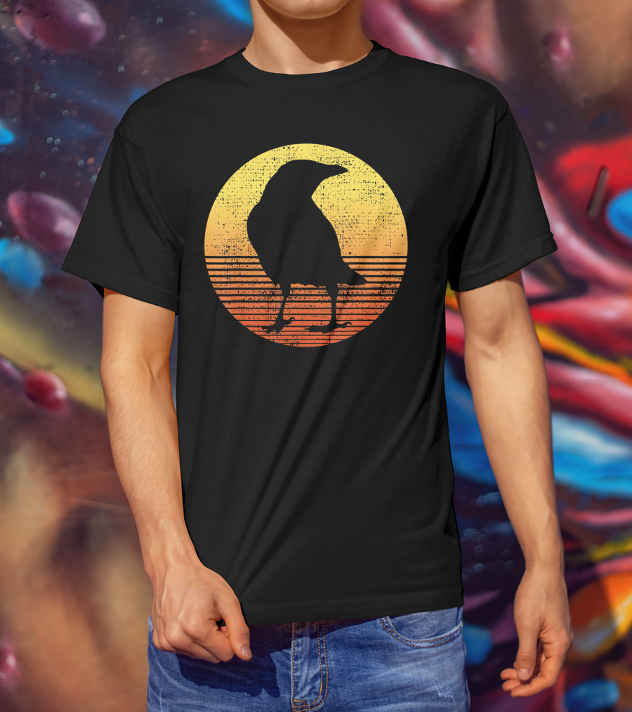 Crow Bird Lover Raven Sunset T-Shirt