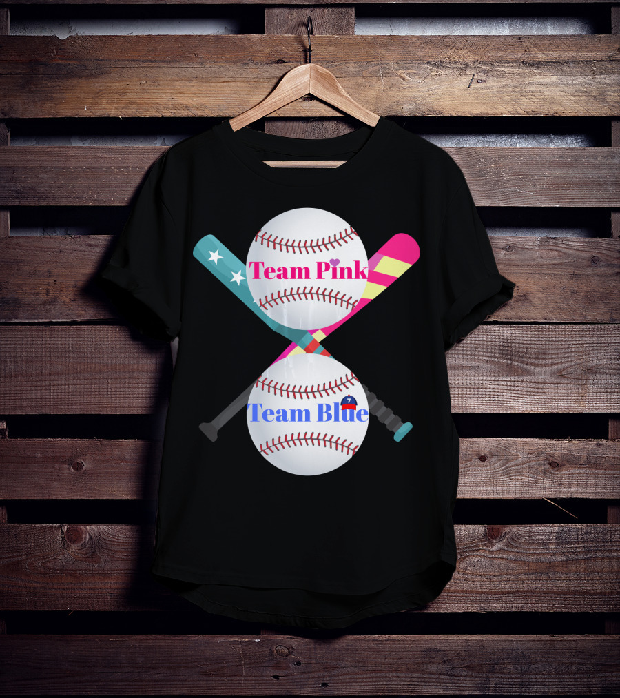 Team Pink Team Blue Cute Baseball Gender Reveal Party T-Shirt