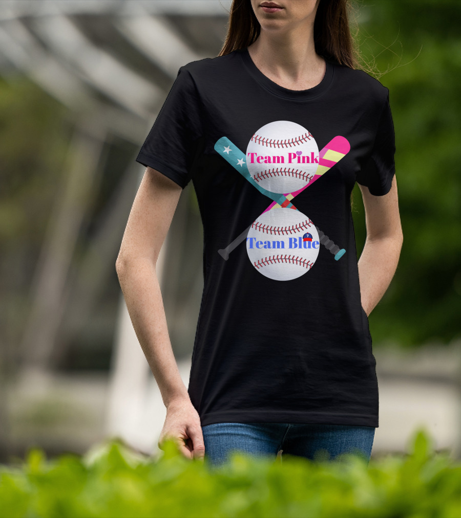 Team Pink Team Blue Cute Baseball Gender Reveal Party T-Shirt