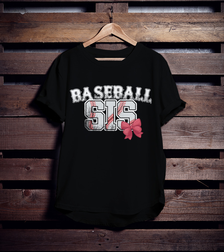 Baseball Sis With Pink Bow T-Shirt