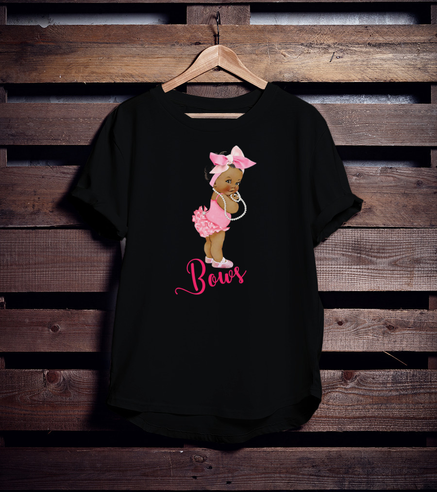 Bows Cute Ethnic Team Girl Gender Reveal T-Shirt