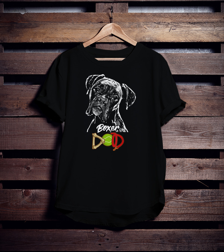 Boxer Dad Tennis Ball Bone Dog Collar T-Shirt