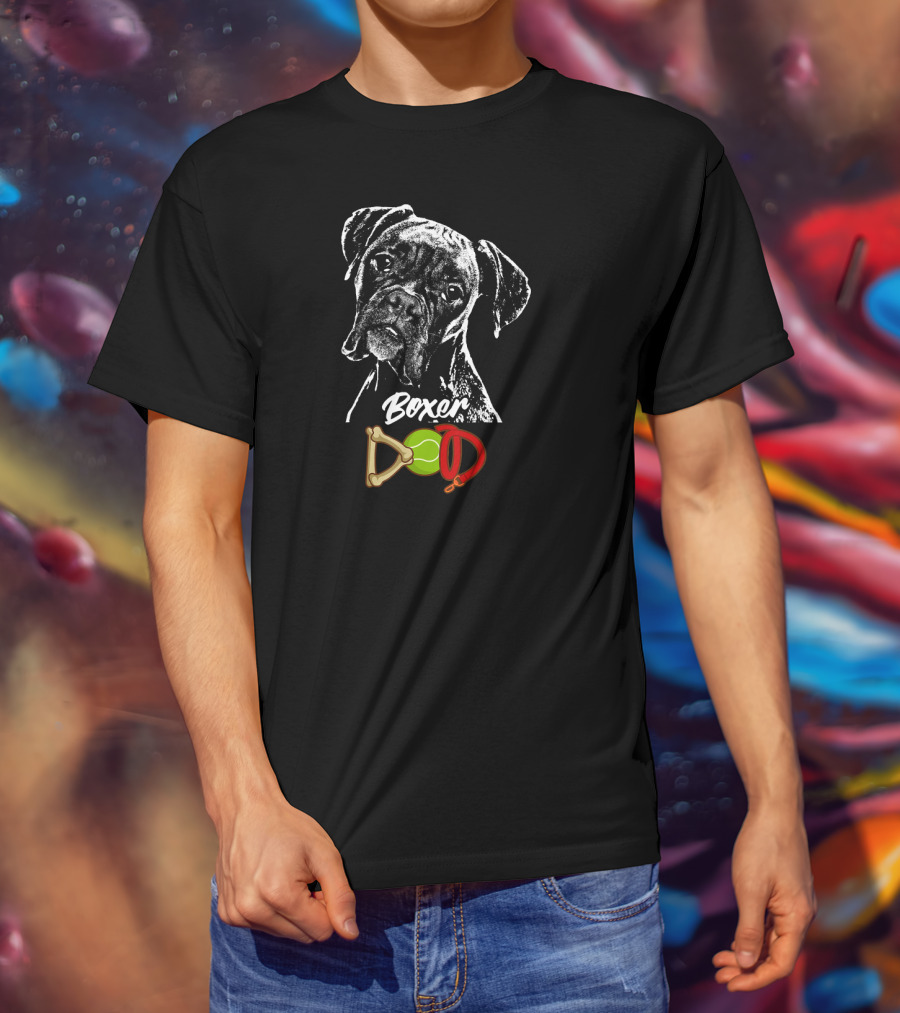 Boxer Dad Tennis Ball Bone Dog Collar T-Shirt