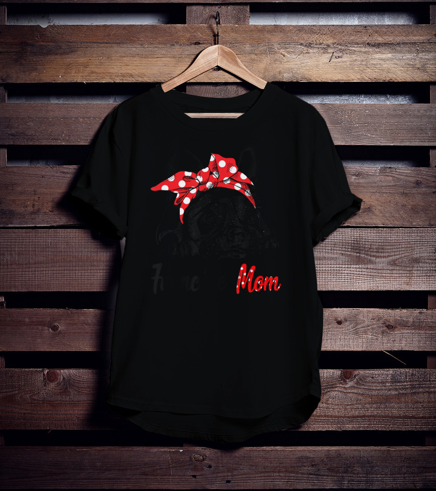 Frenchie Mom Cute French Bulldog With Polka Dot Bow T-Shirt