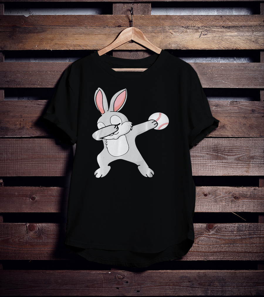 Dabbing Bunny With Baseball Easter Day T-Shirt