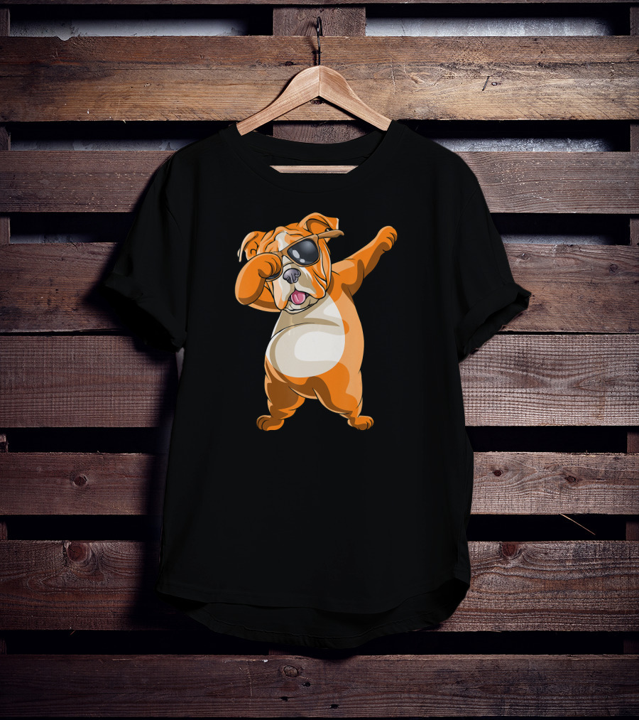 Dabbing English Bulldog Dog Dab With Sunglasses T-Shirt
