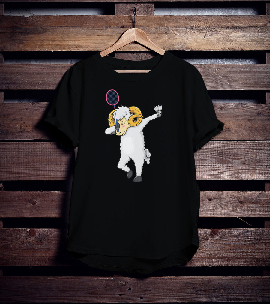 Dabbing Goat Badminton Player With Racket And Shuttlecock T-Shirt