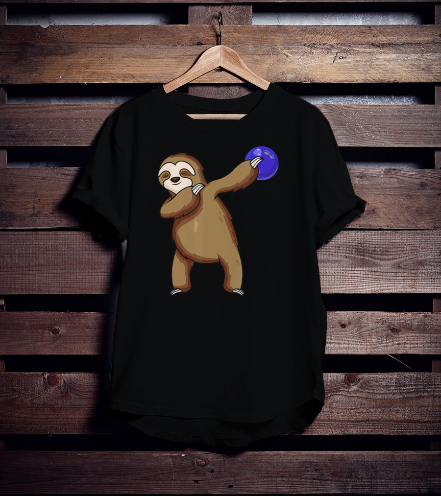 Dabbing Sloth Bowling With Blue Ball T-Shirt