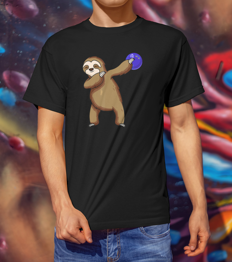 Dabbing Sloth Bowling With Blue Ball T-Shirt
