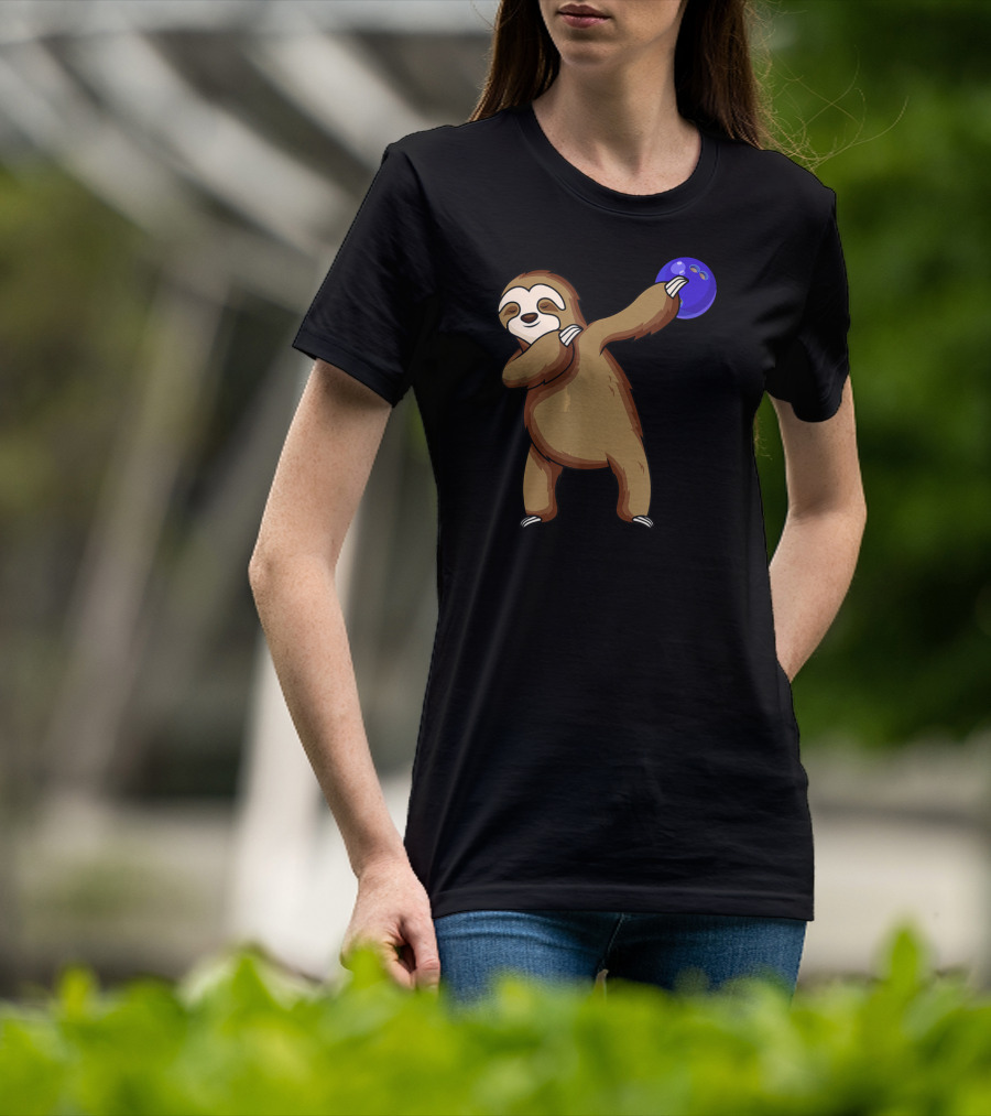 Dabbing Sloth Bowling With Blue Ball T-Shirt
