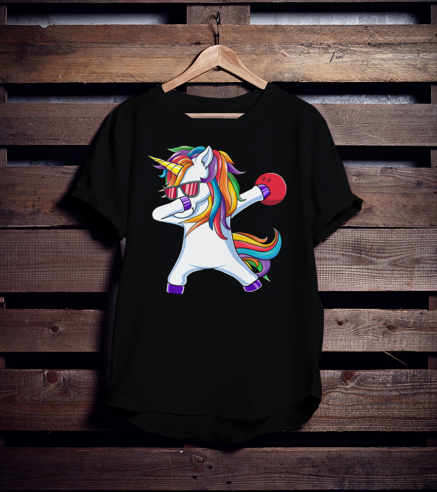 Dabbing Unicorn With Bowling Ball And Sunglasses Iconic T-Shirt