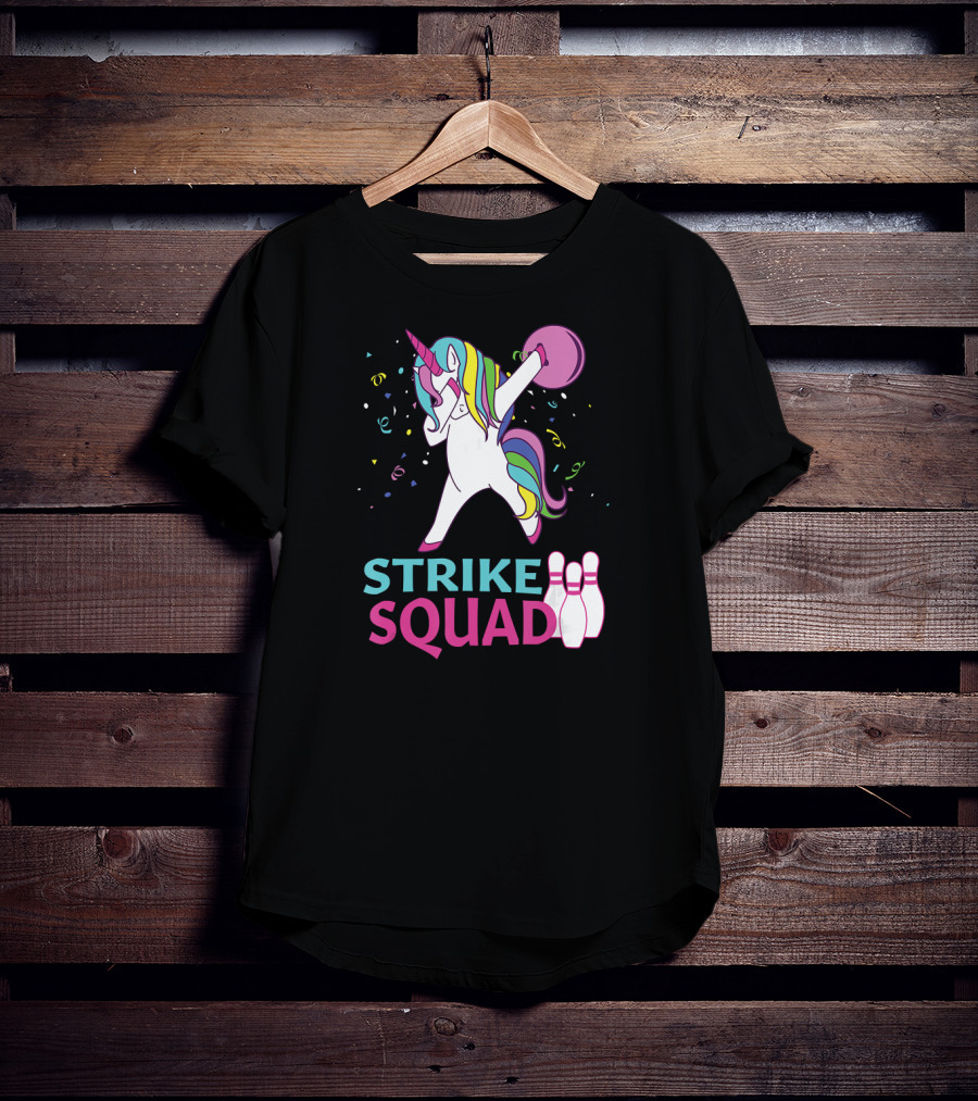 Strike Squad Dabbing Unicorn Bowling Team T-Shirt