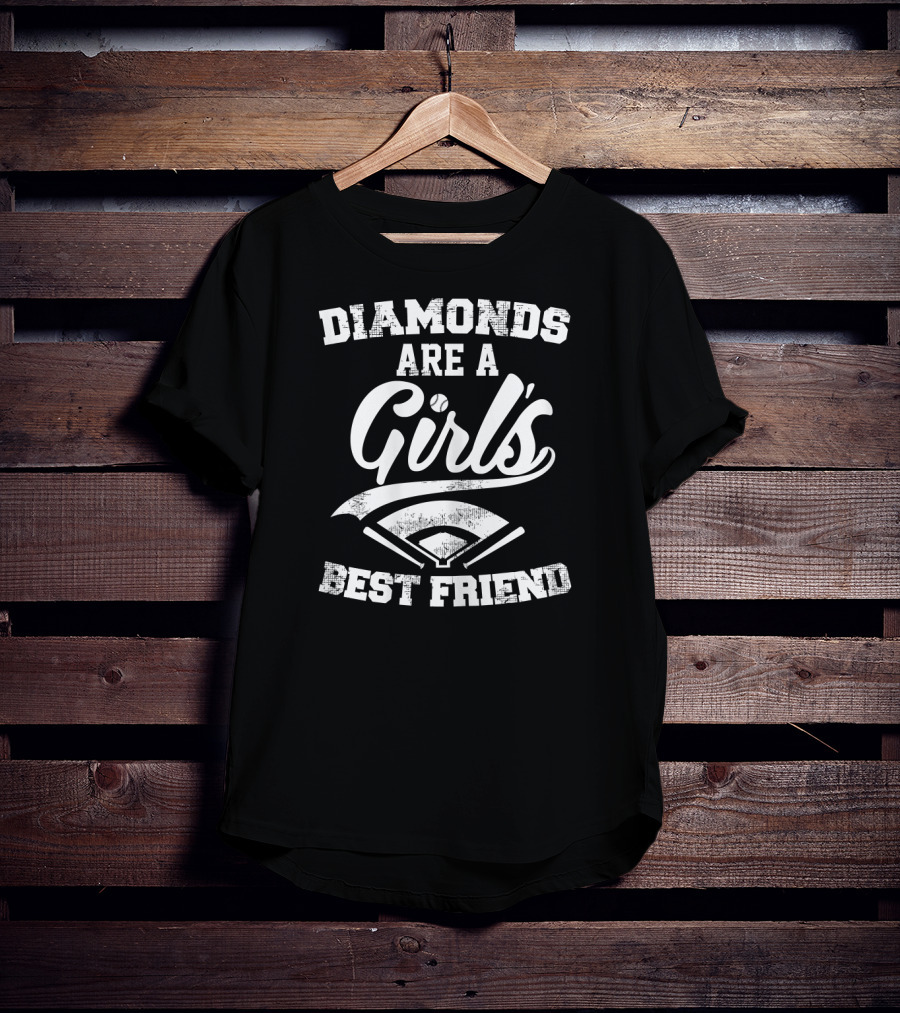 Diamonds Are A Girl's Best Friend Baseball Home Plate T-Shirt